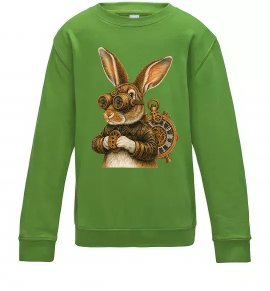 Детский Свитшот Steampunk rabbit Лаймовый фото