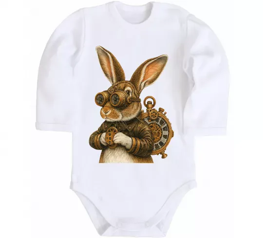 Дитячий бодік Steampunk rabbit Білий фото