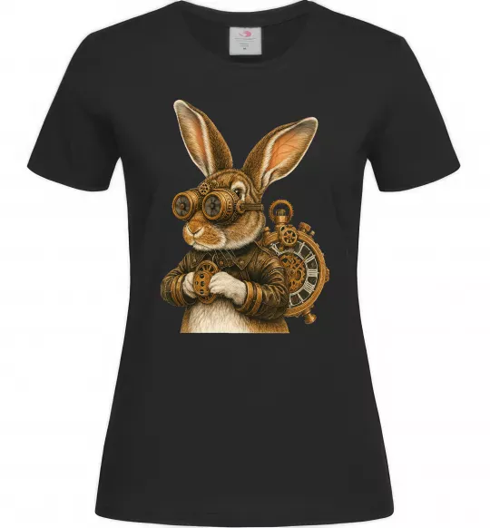 Жіноча футболка Steampunk rabbit Чорний фото