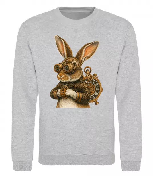 Свитшот Steampunk rabbit Серый меланж фото