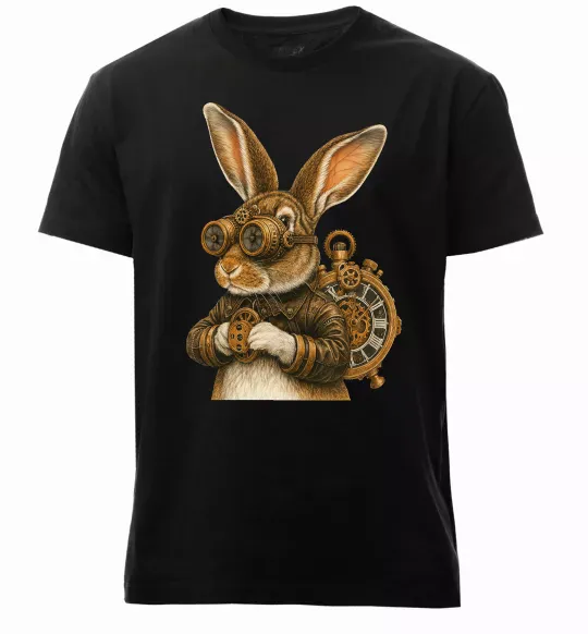Чоловіча преміум футболка Steampunk rabbit Чорний фото