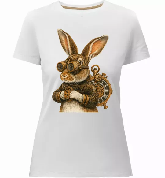 Жіноча преміум футболка Steampunk rabbit Білий фото