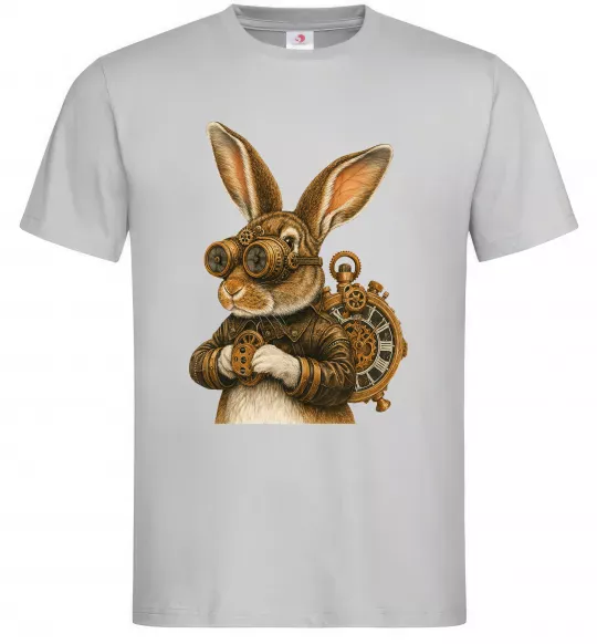 Мужская футболка Steampunk rabbit Серый фото