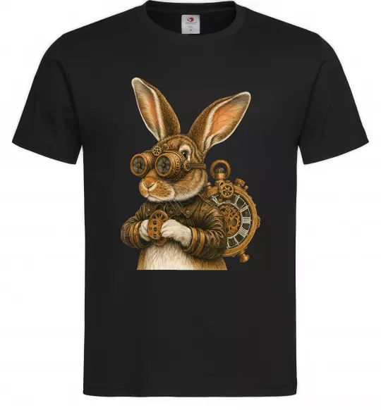 Мужская футболка Steampunk rabbit Черный фото