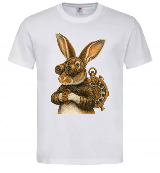 Мужская футболка Steampunk rabbit Белый фото