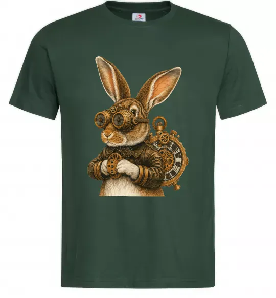 Мужская футболка Steampunk rabbit Темно-зеленый фото