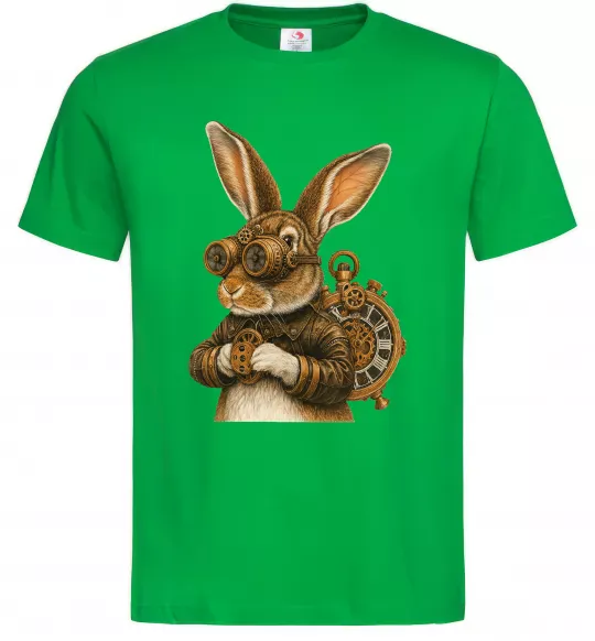 Мужская футболка Steampunk rabbit Зеленый фото