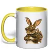 Чашка с цветной ручкой Steampunk rabbit Солнечно желтый фото