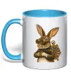 Чашка с цветной ручкой Steampunk rabbit Голубой фото