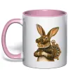 Чашка с цветной ручкой Steampunk rabbit Нежно розовый фото