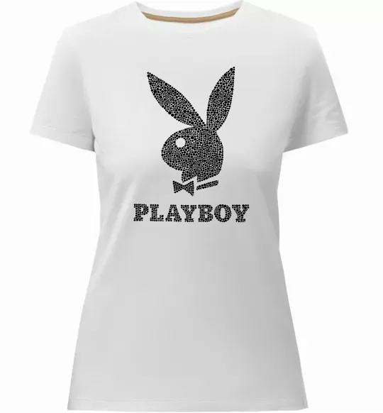 Жіноча преміум футболка Playboy dots Білий фото