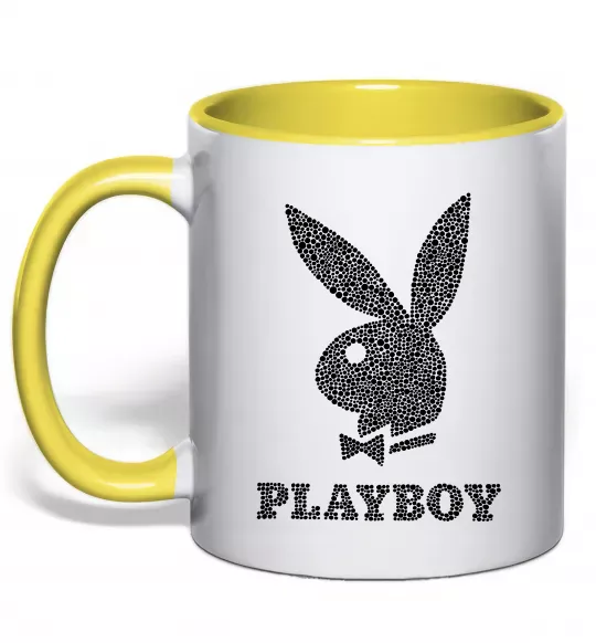 Чашка с цветной ручкой Playboy dots Солнечно желтый фото