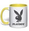 Чашка з кольоровою ручкою Playboy dots Лимонний фото