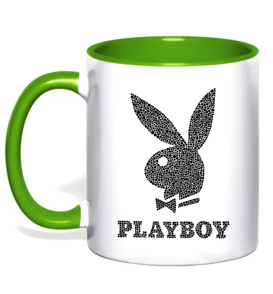 Чашка з кольоровою ручкою Playboy dots Лаймовий фото