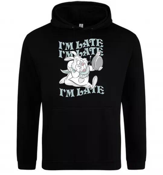Мужская толстовка (худи) I`m late Черный фото