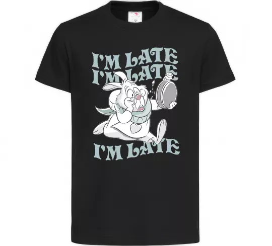 Детская футболка I`m late Черный фото