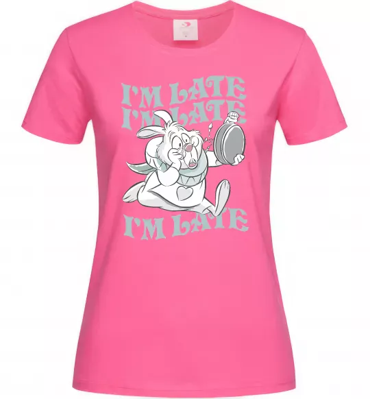 Жіноча футболка I`m late Яскраво-рожевий фото