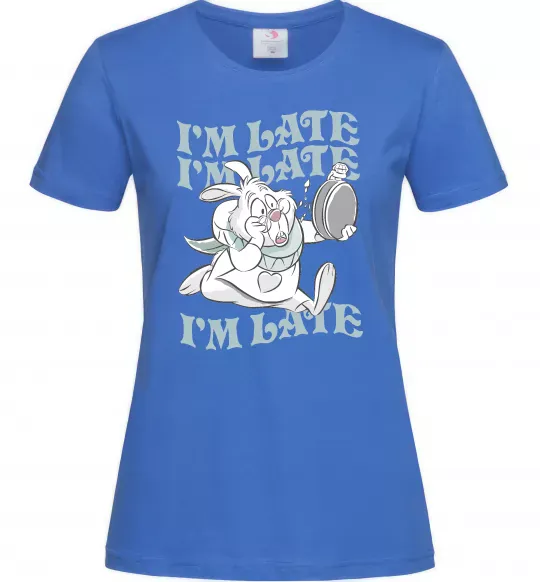 Жіноча футболка I`m late Яскраво-синій фото