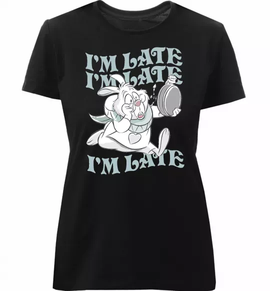 Женская премиум футболка I`m late Черный фото