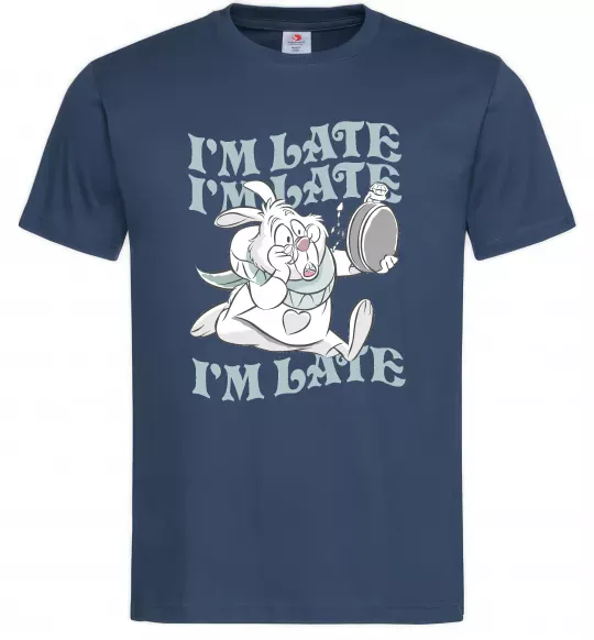 Мужская футболка I`m late Темно-синий фото