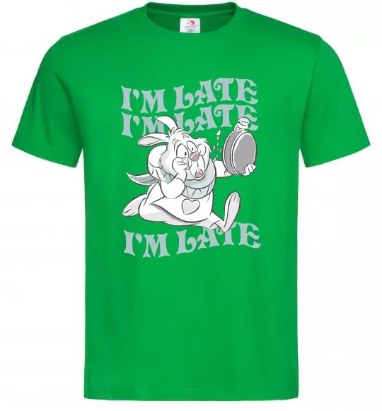 Мужская футболка I`m late Зеленый фото
