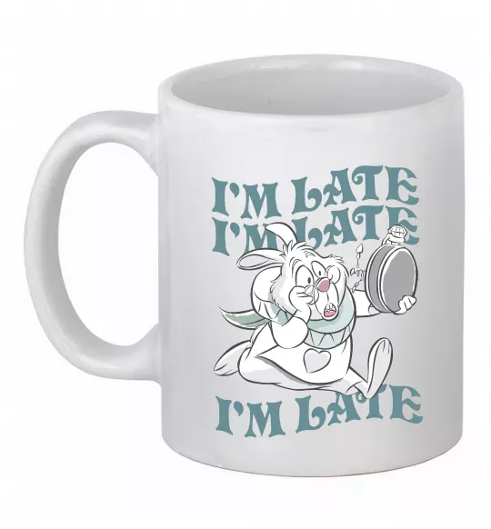 Чашка керамічна I`m late Білий фото