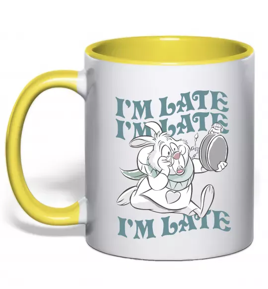 Чашка з кольоровою ручкою I`m late Сонячно жовтий фото