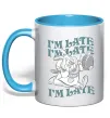 Чашка з кольоровою ручкою I`m late Блакитний фото