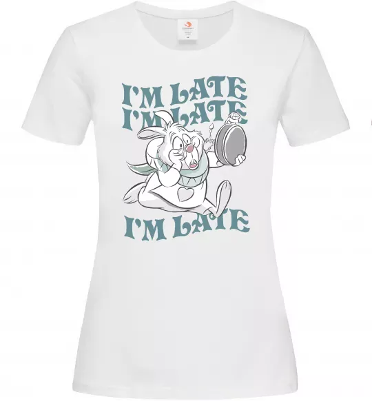 Жіноча футболка I`m late Білий фото