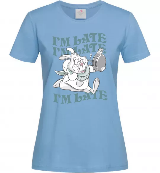 Жіноча футболка I`m late Блакитний фото