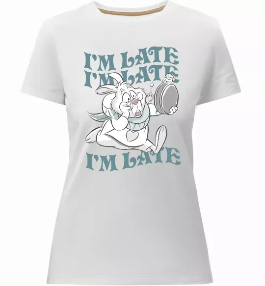 Женская премиум футболка I`m late Белый фото