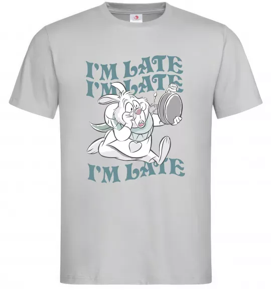 Мужская футболка I`m late Серый фото