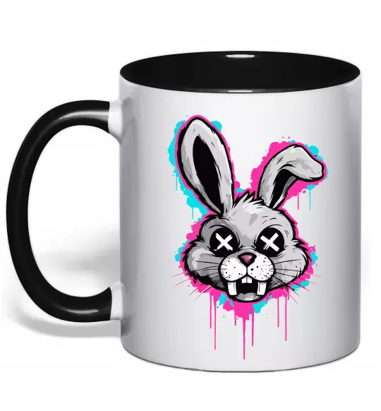 Чашка с цветной ручкой Graffity hare Черный фото