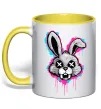 Чашка з кольоровою ручкою Graffity hare Лимонний фото
