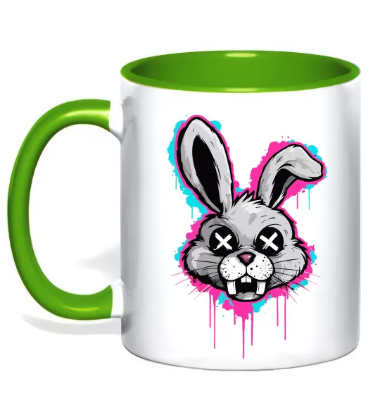 Чашка з кольоровою ручкою Graffity hare Лаймовий фото