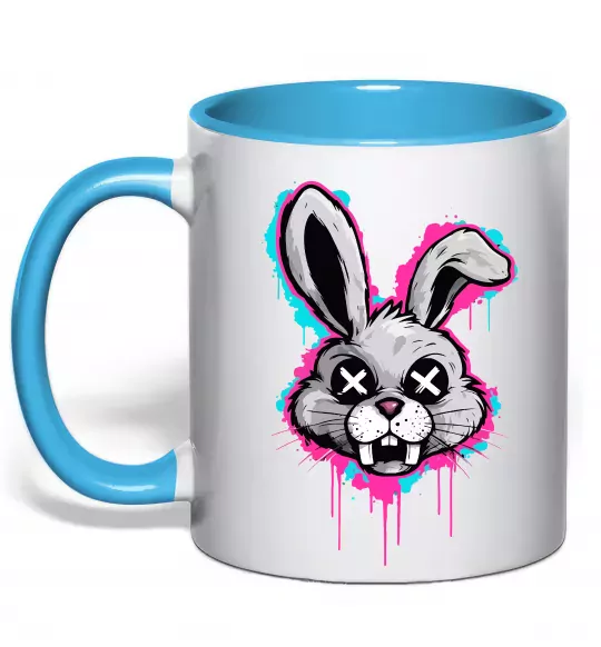 Чашка с цветной ручкой Graffity hare Голубой фото