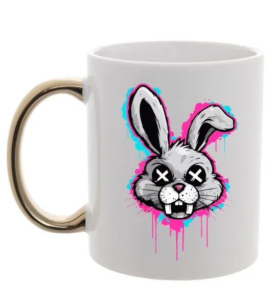 Чашка с цветной ручкой Graffity hare Золото фото