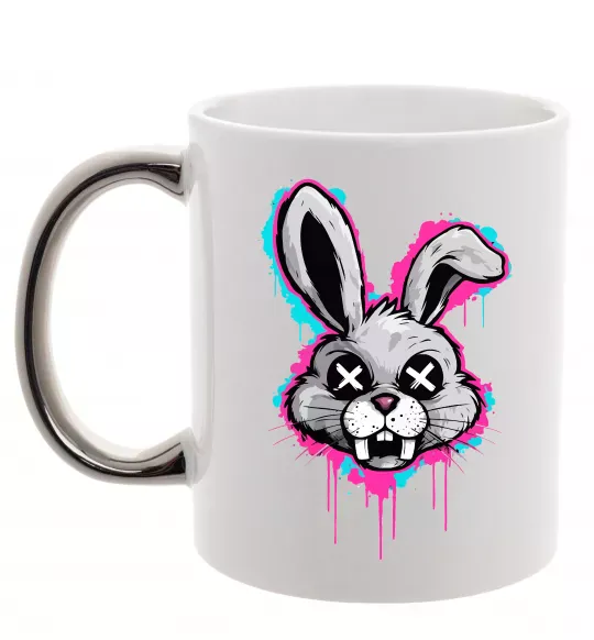 Чашка с цветной ручкой Graffity hare Серебро фото