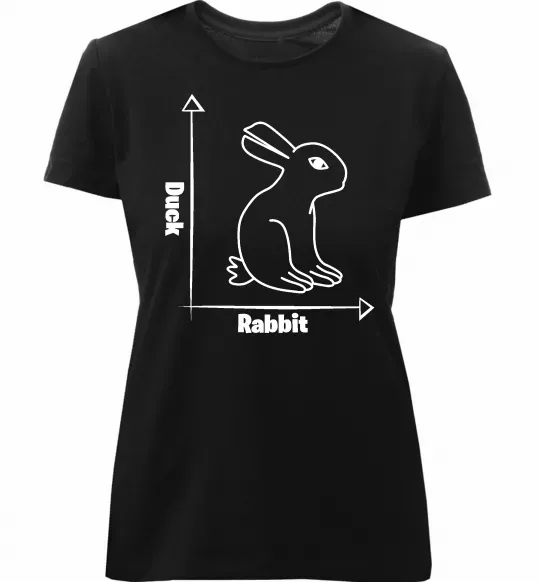 Женская премиум футболка Duck or rabbit Черный фото