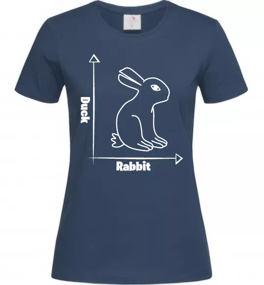 Женская футболка Duck or rabbit Темно-синий фото