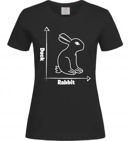 Женская футболка Duck or rabbit Черный фото