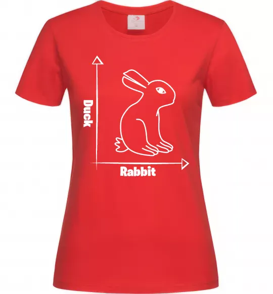 Женская футболка Duck or rabbit Красный фото