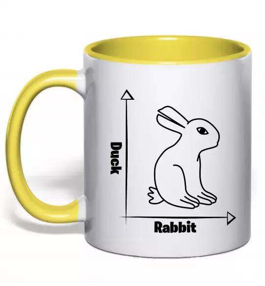 Чашка с цветной ручкой Duck or rabbit Солнечно желтый фото