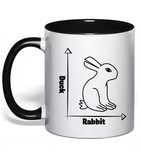 Чашка с цветной ручкой Duck or rabbit Черный фото