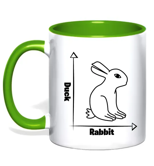 Чашка з кольоровою ручкою Duck or rabbit Лаймовий фото
