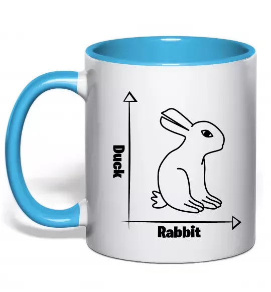 Чашка с цветной ручкой Duck or rabbit Голубой фото