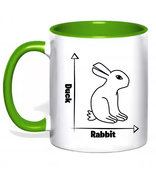Чашка с цветной ручкой Duck or rabbit Зеленый фото