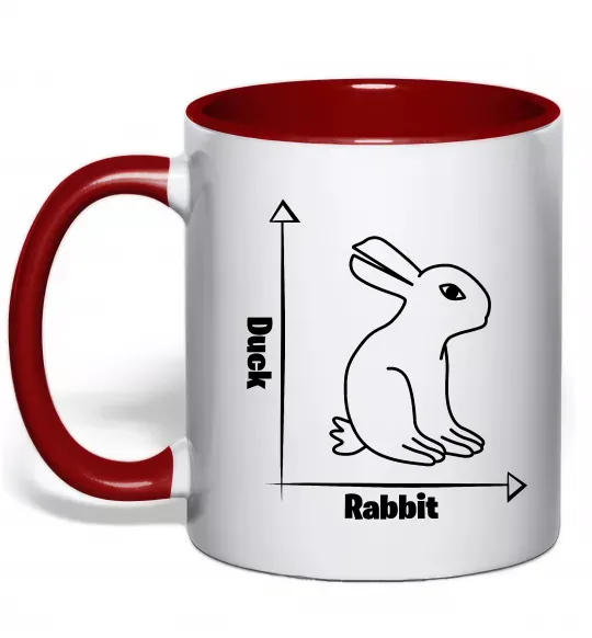 Чашка с цветной ручкой Duck or rabbit Красный фото
