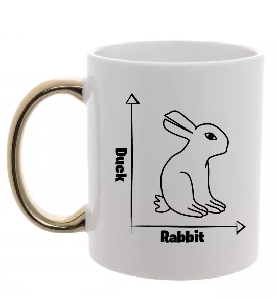 Чашка с цветной ручкой Duck or rabbit Золото фото