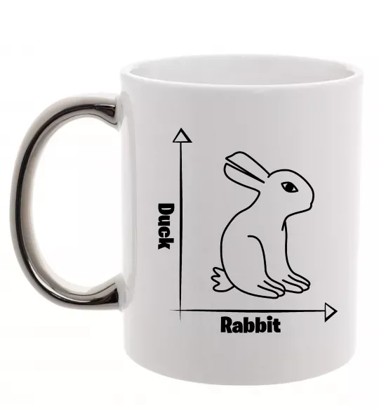 Чашка с цветной ручкой Duck or rabbit Серебро фото